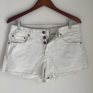 Free People Uptown High Waisted Denim Shorts White Size 30